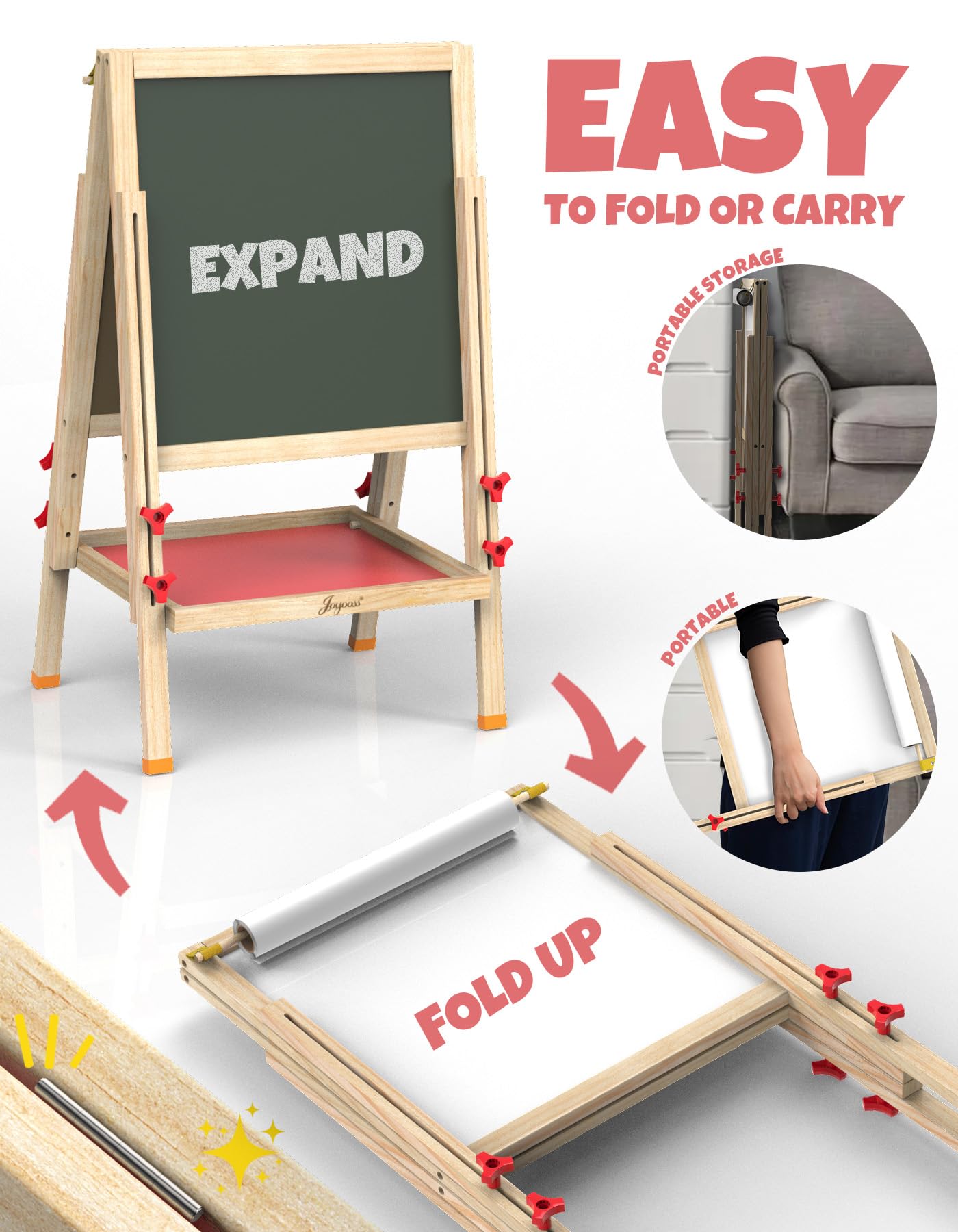 JOYOOSS Art Easel magnetic buttons securing art and accessories