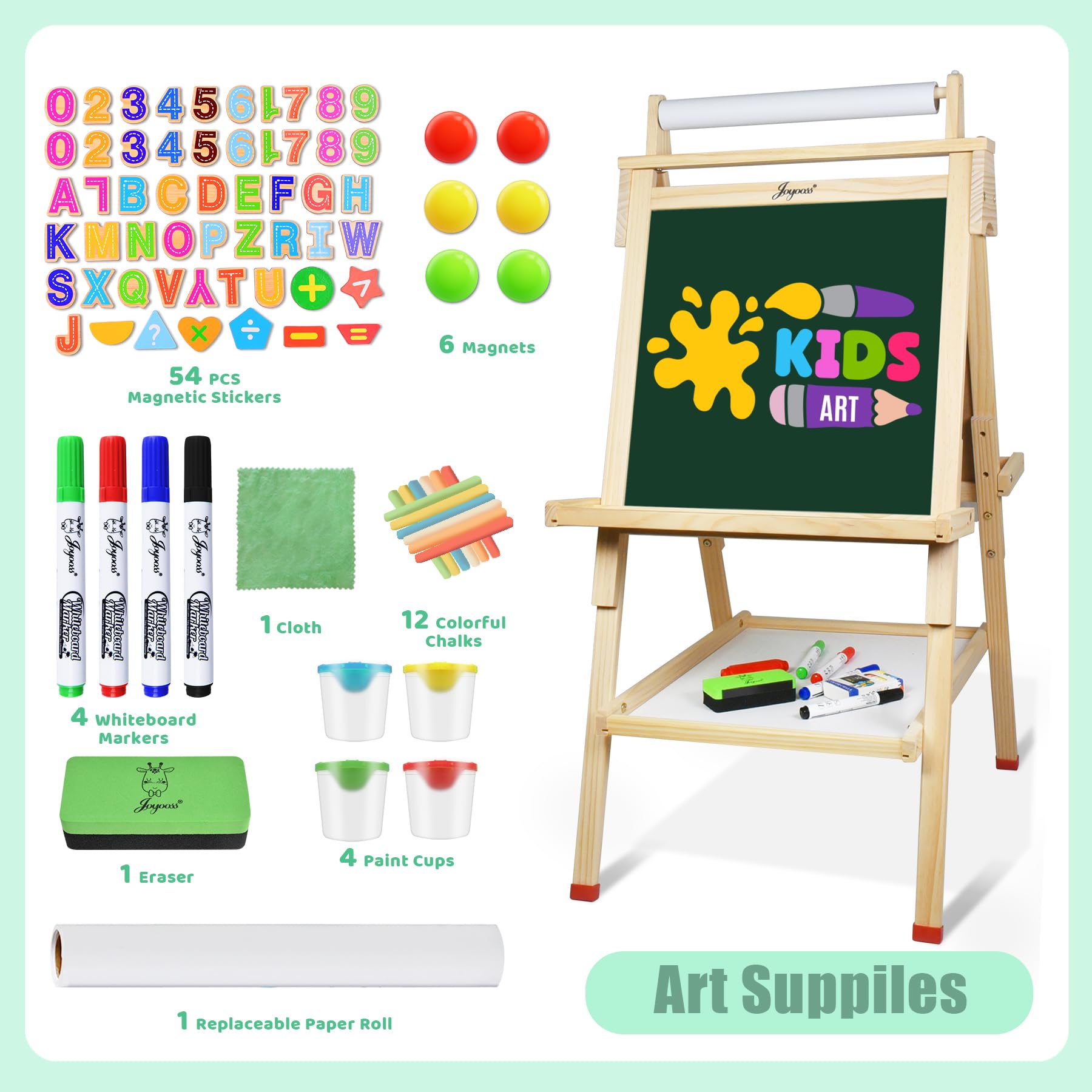 Joyooss Art Easel storage trays and cups organize drawing supplies