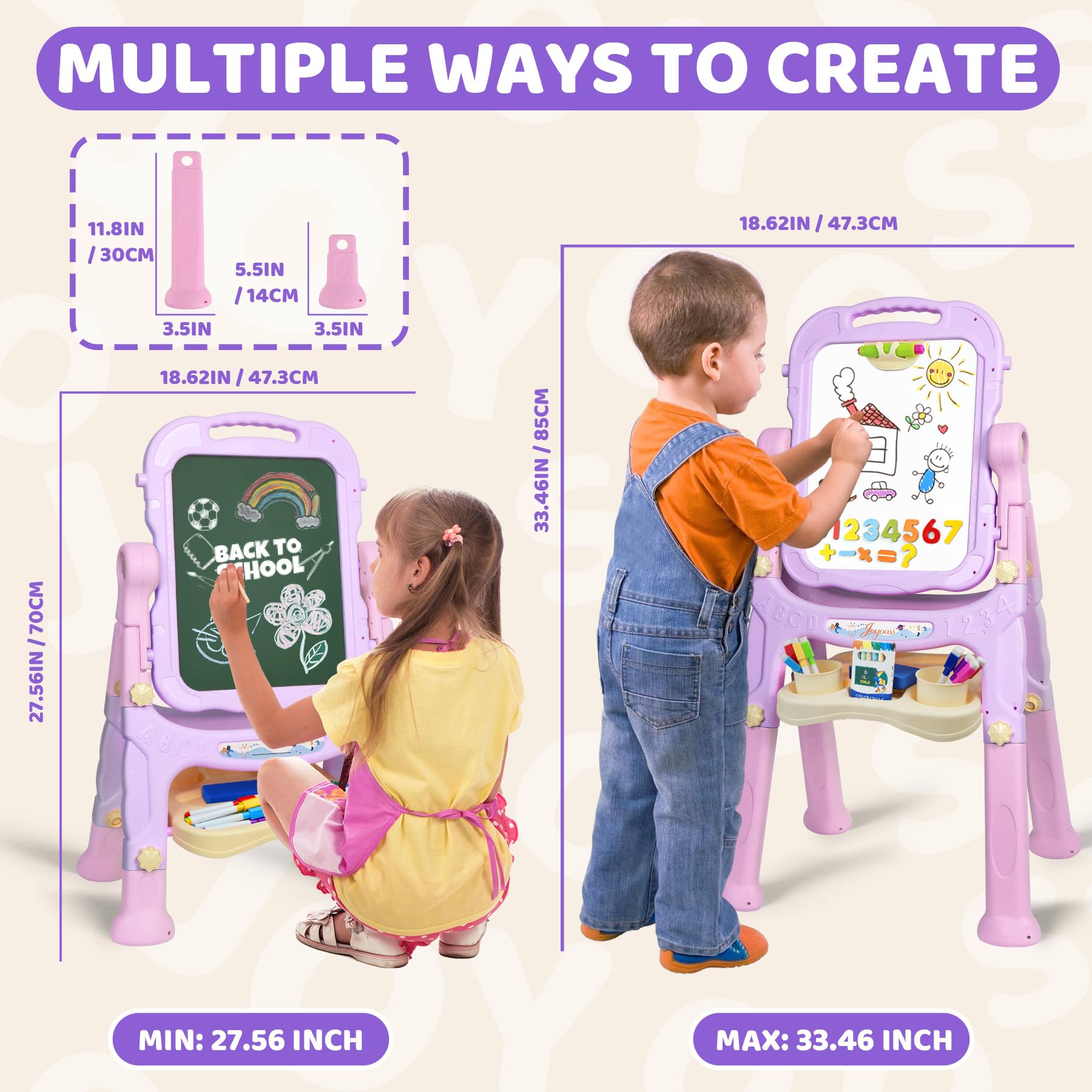 Joyooss art easel tilt-adjusted height supports growing children during creative sessions.