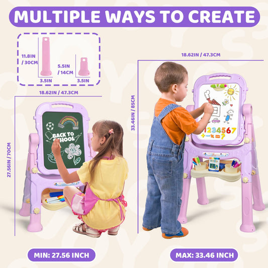 Joyooss art easel tilt-adjusted height supports growing children during creative sessions.