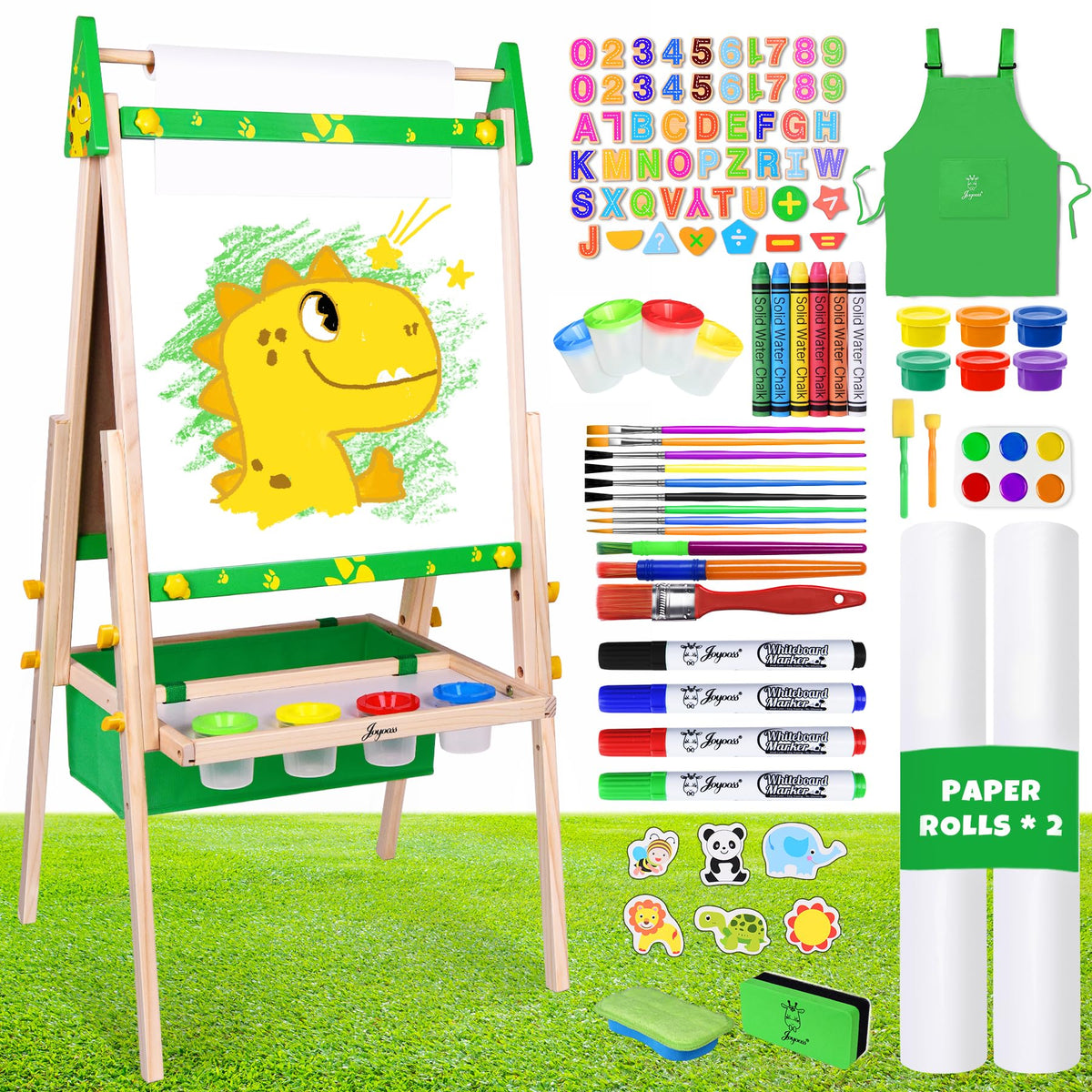 Joyooss art easel with wood stand offers sturdy support for kids' drawing.