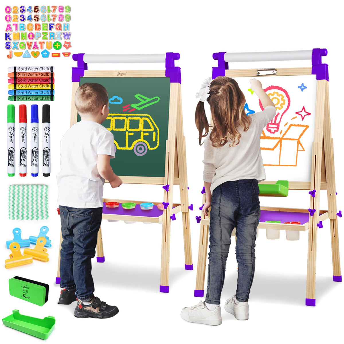 JOYOOSS Art Easel with wooden frame supports growing creativity for young artists.