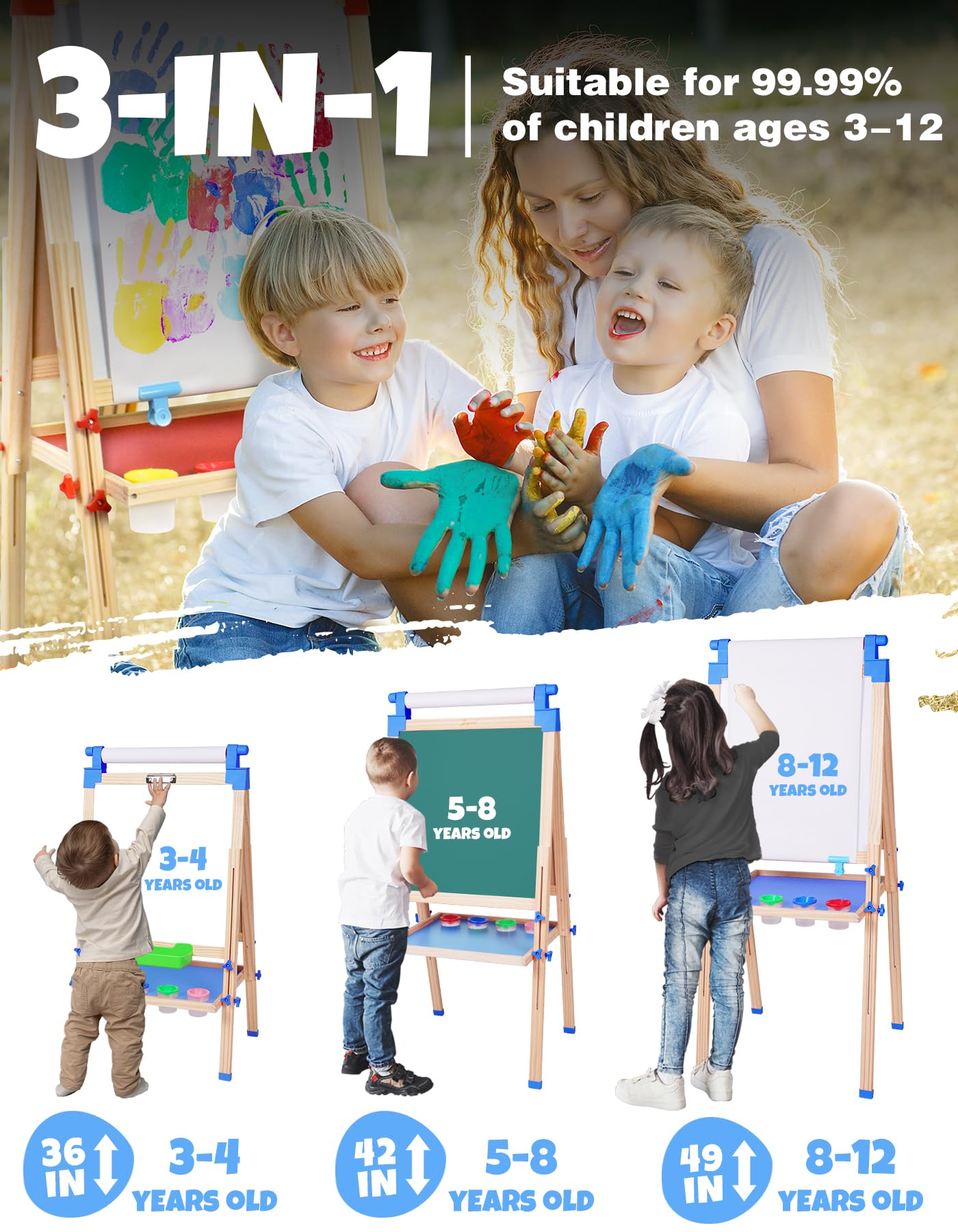 Joyooss double-sided magnetic and chalk board supports diverse art sessions