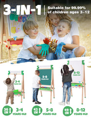 JOYOOSS adjustable-height wooden easel suitable for growing children