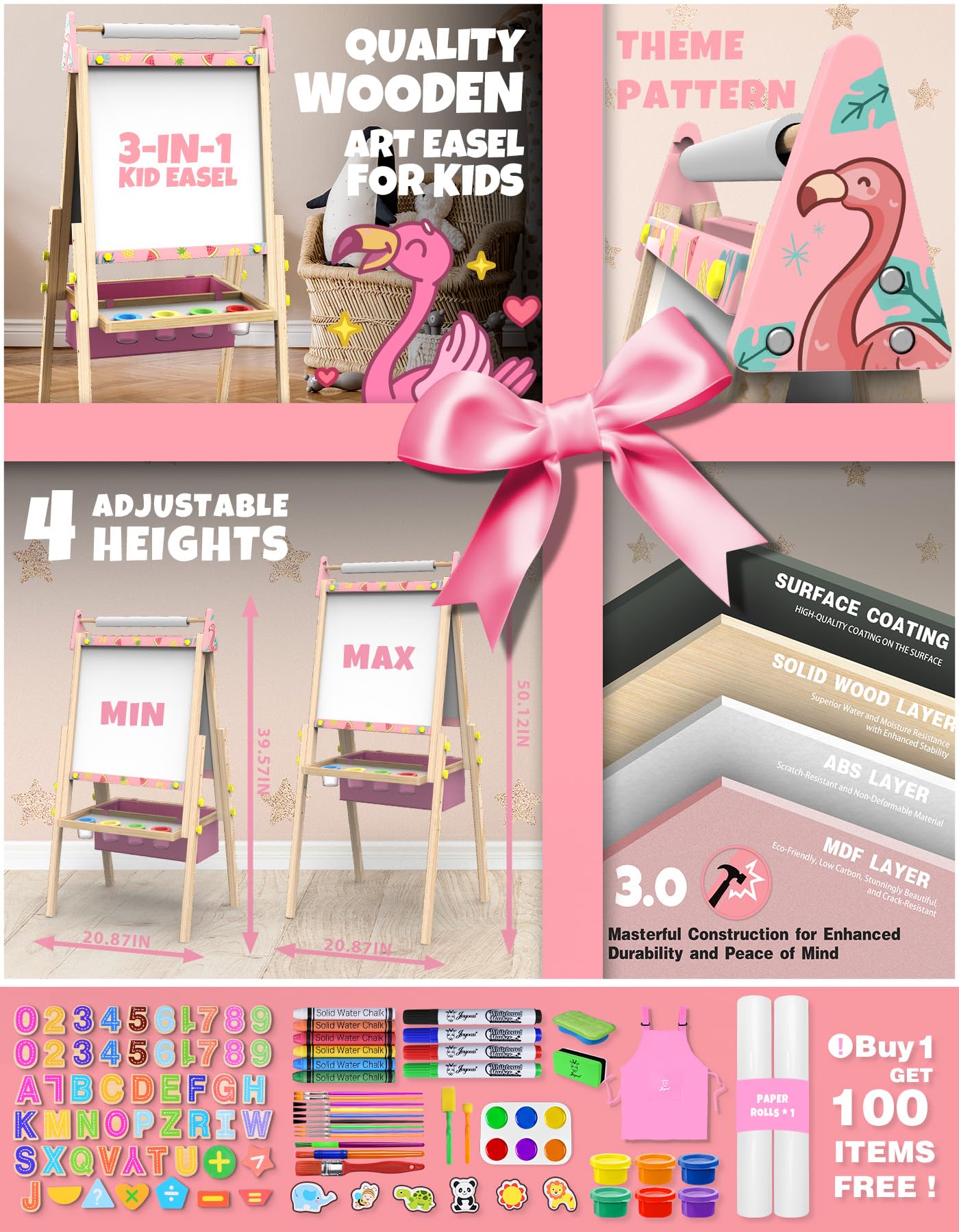 Joyooss easel with paper rolls expands creativity and mess-free drawing sessions.