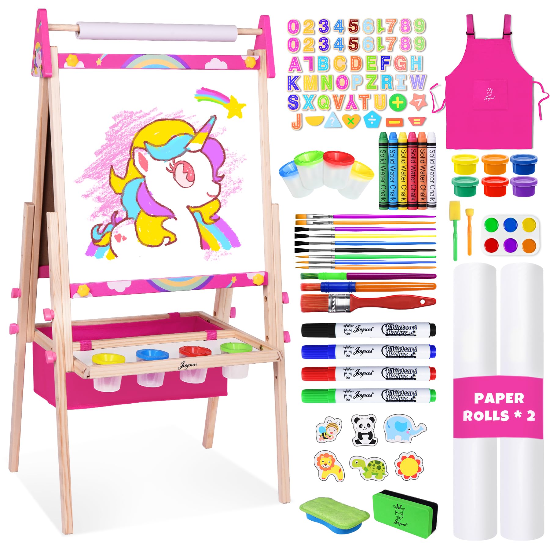 Joyoss art easel wooden frame for kids emphasizes stable, safe play.