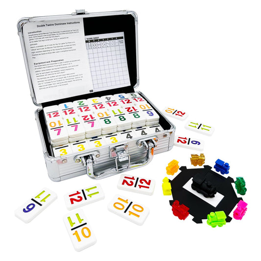 JOYOUSLIFE Mexican Train dominoes tiles in vibrant colors for easy reading and play