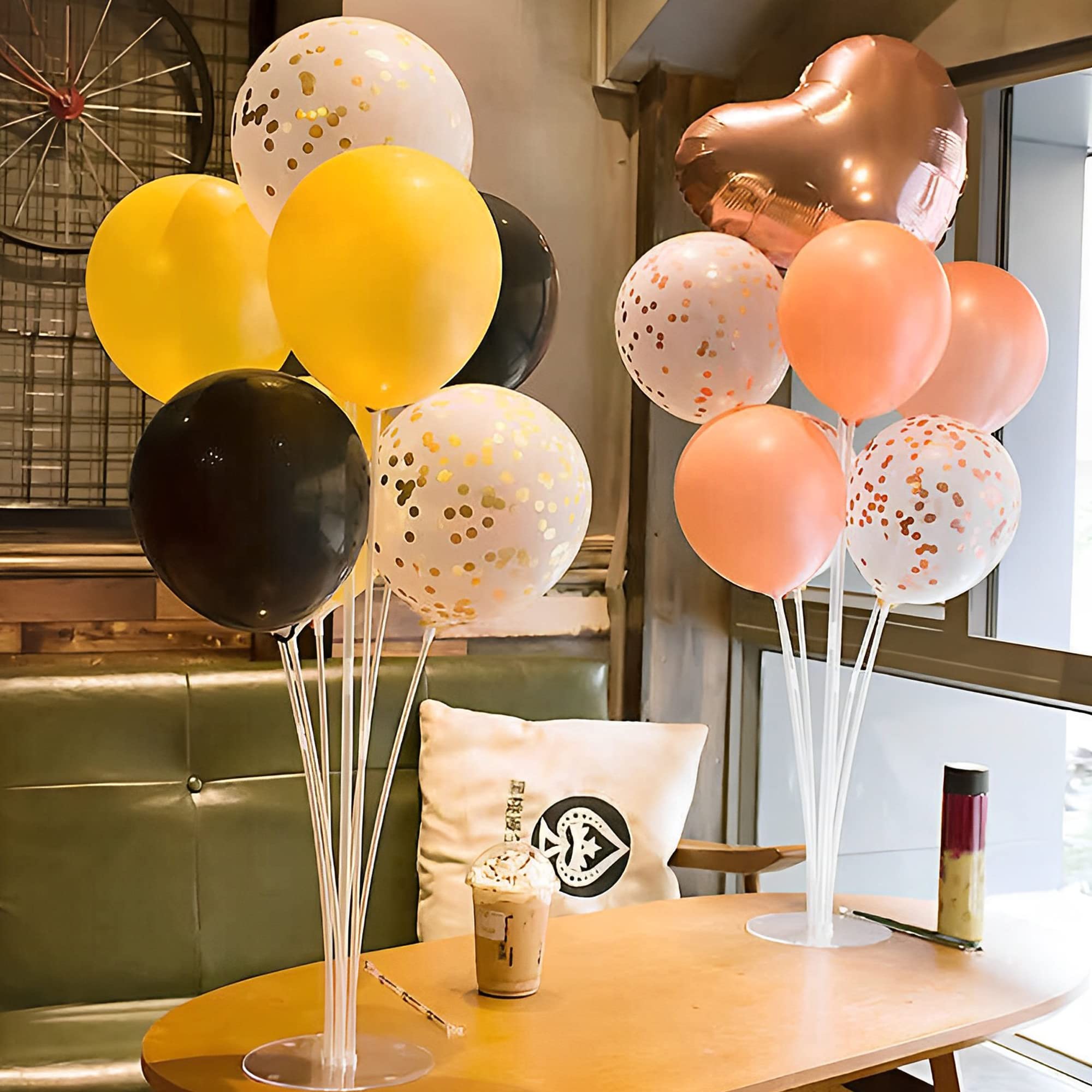 JOYPOP balloon stand centerpiece at a party enhances ambience.
