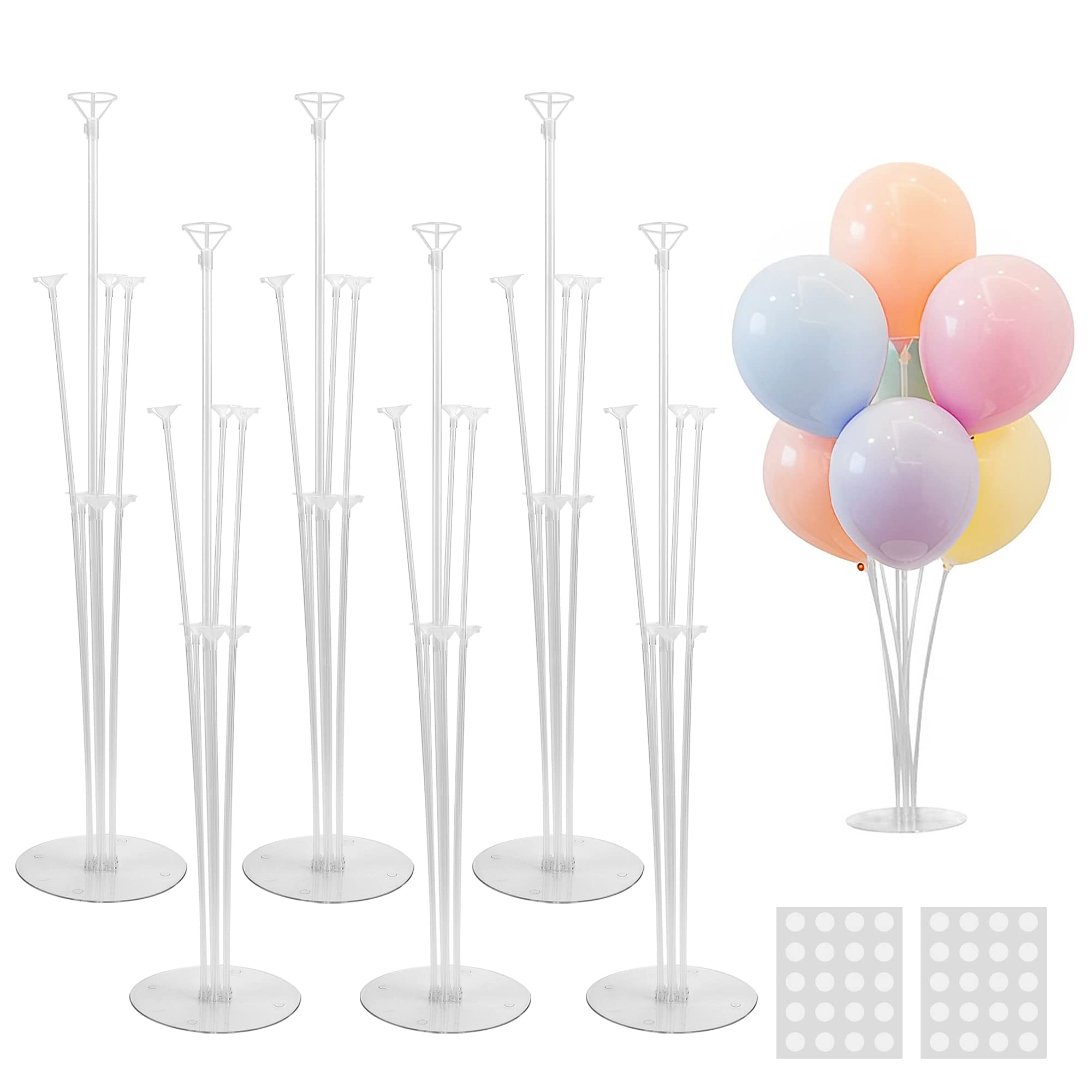 JOYPOP balloon stand kit, six sets displayed for party planning inspiration.