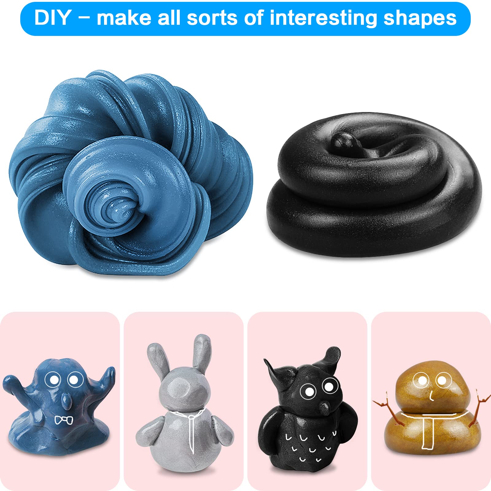 JOYPRO magnetic space putty shaped into clay-like forms for creativity