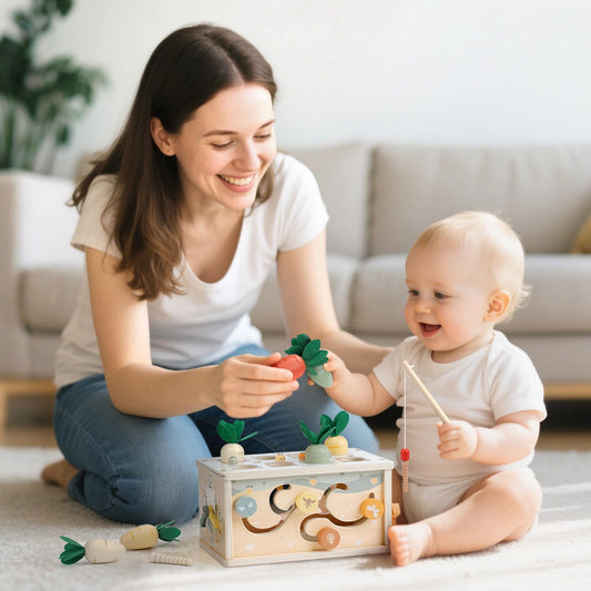 Joyreal 8-in-1 tissue box discovery demonstrates cause-and-effect learning in a calm, screen-free setting.