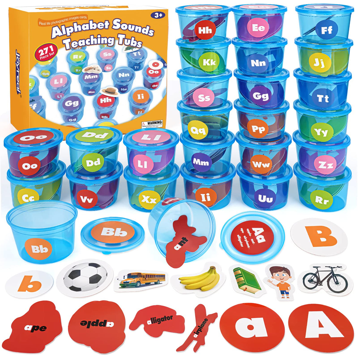 Joyreal Alphabet Soup Sorters Cans helping toddlers practice letter recognition through sorting.