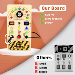 Joyreal Fidget Board helps toddlers practice hand-eye coordination with tactile switches.