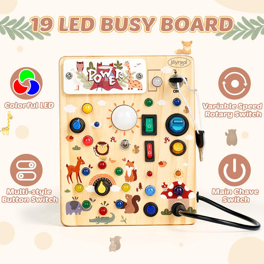 Joyreal forest-theme buttons and switches build dexterity during interactive play.