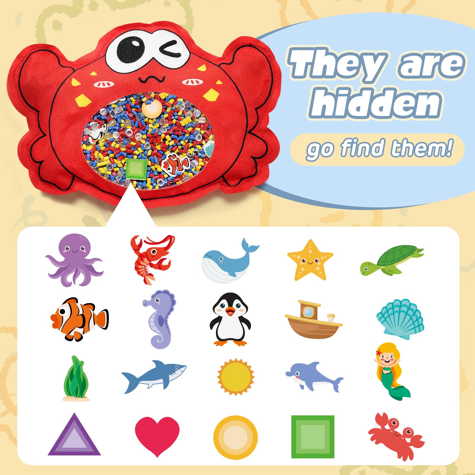 Joyreal Hide and Seek Busy Bag crab visual boosts fine motor skills and focus.