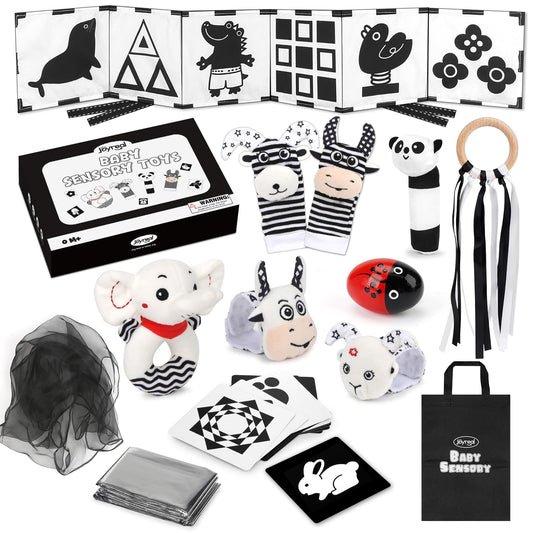Joyreal high-contrast baby toys set for newborn visual exploration and tummy time.