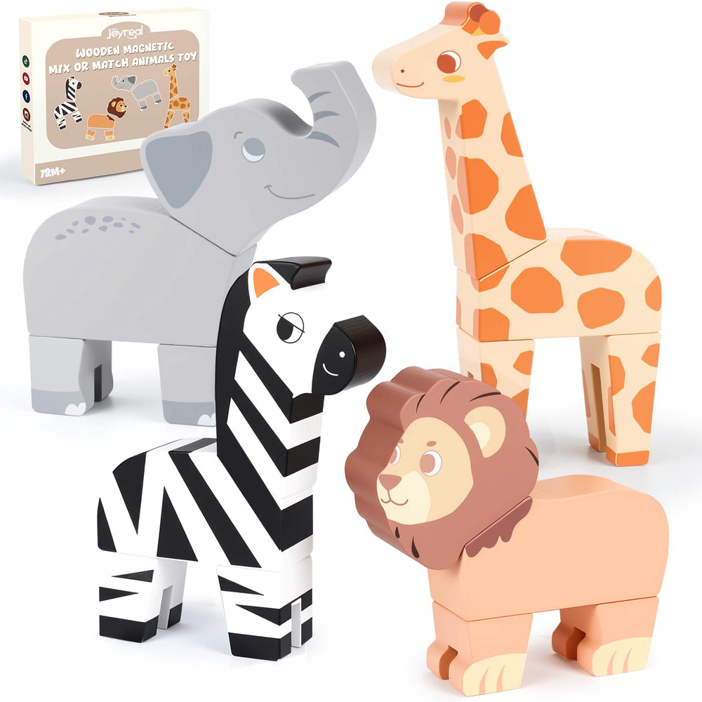Joyreal magnetic jungle animals assembly shows secure magnetic connections for imaginative play.