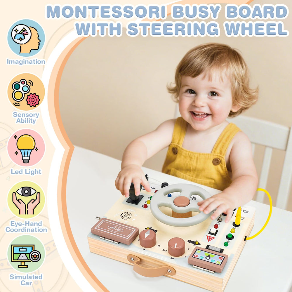 Joyreal Busy Board music player introduces rhythm during playtime.