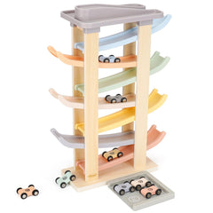 Joyreal 7-level wooden car ramp for immersive, screen-free play.