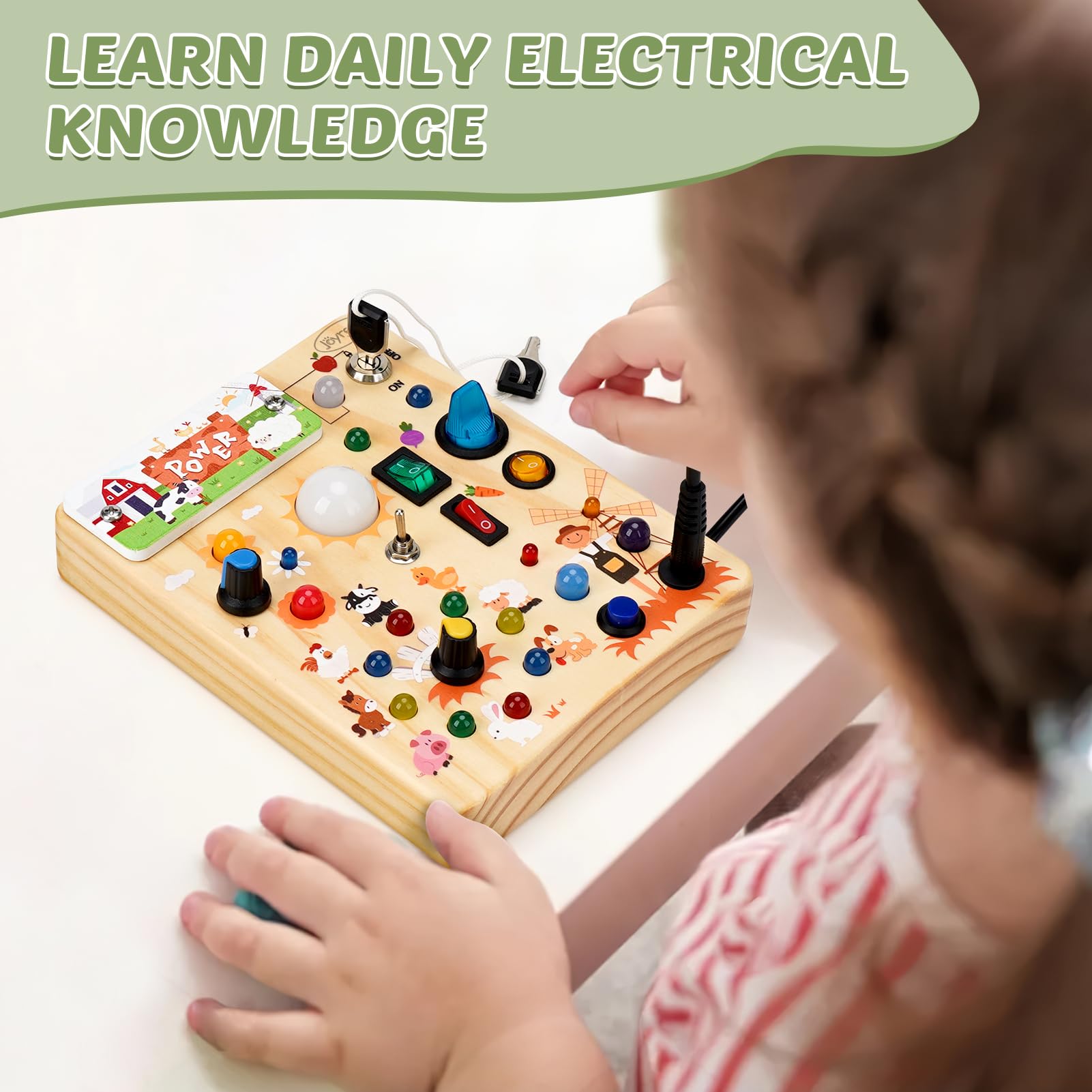 Joyreal Natural Wood Finish delivers durable, non-toxic play with a vibrant farm design.