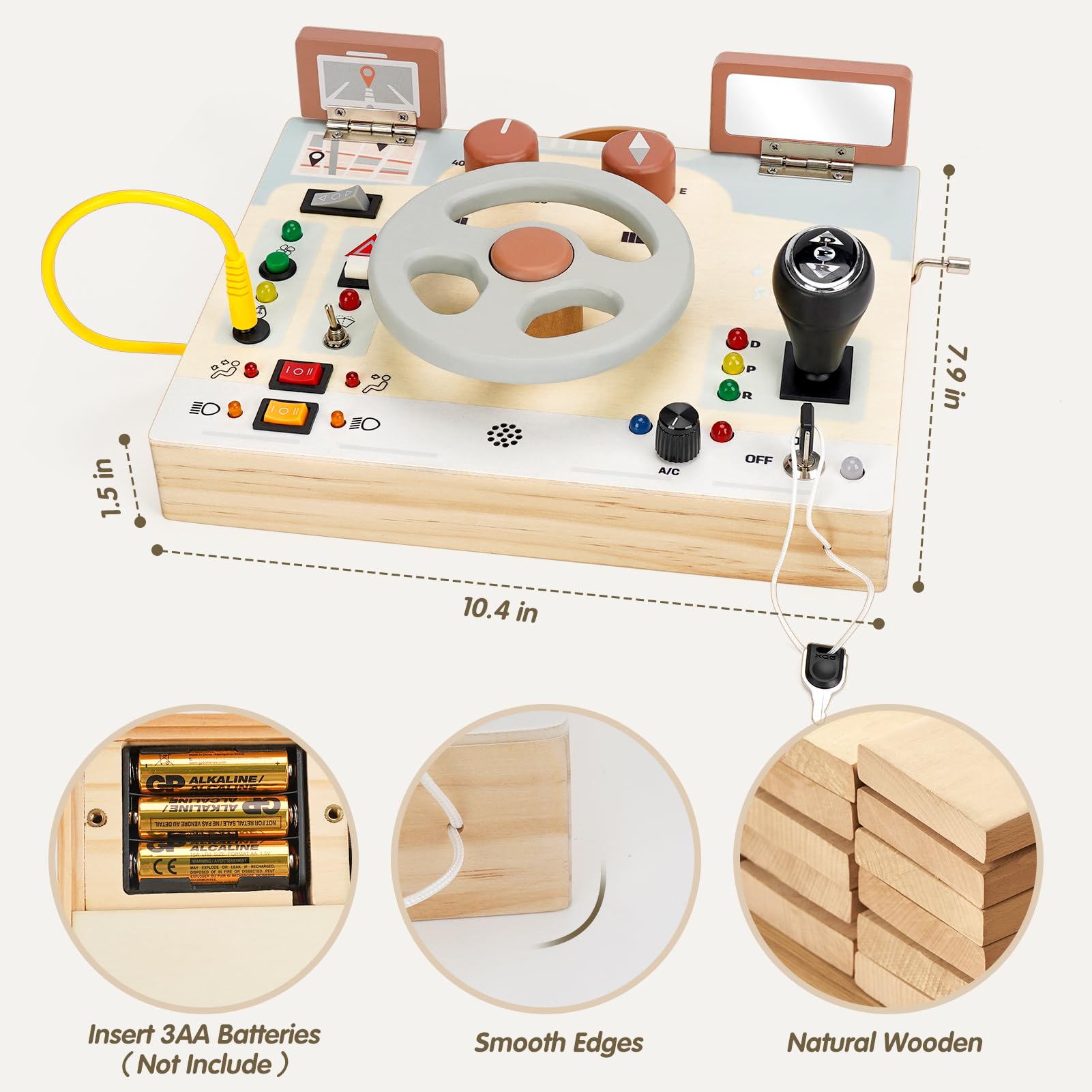 Joyreal busy board with built-in handle is travel-friendly for planes and road trips.