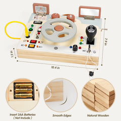 Joyreal busy board with built-in handle is travel-friendly for planes and road trips.