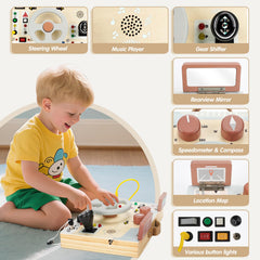 Joyreal busy board features lights and sounds for immersive sensory exploration on the go.