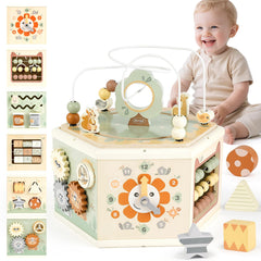 Joyreal Wooden Activity Cube bead maze for engaging early fine motor skills