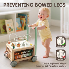 Joyreal wooden baby walker quiet wheels protect floors during smooth pushes.