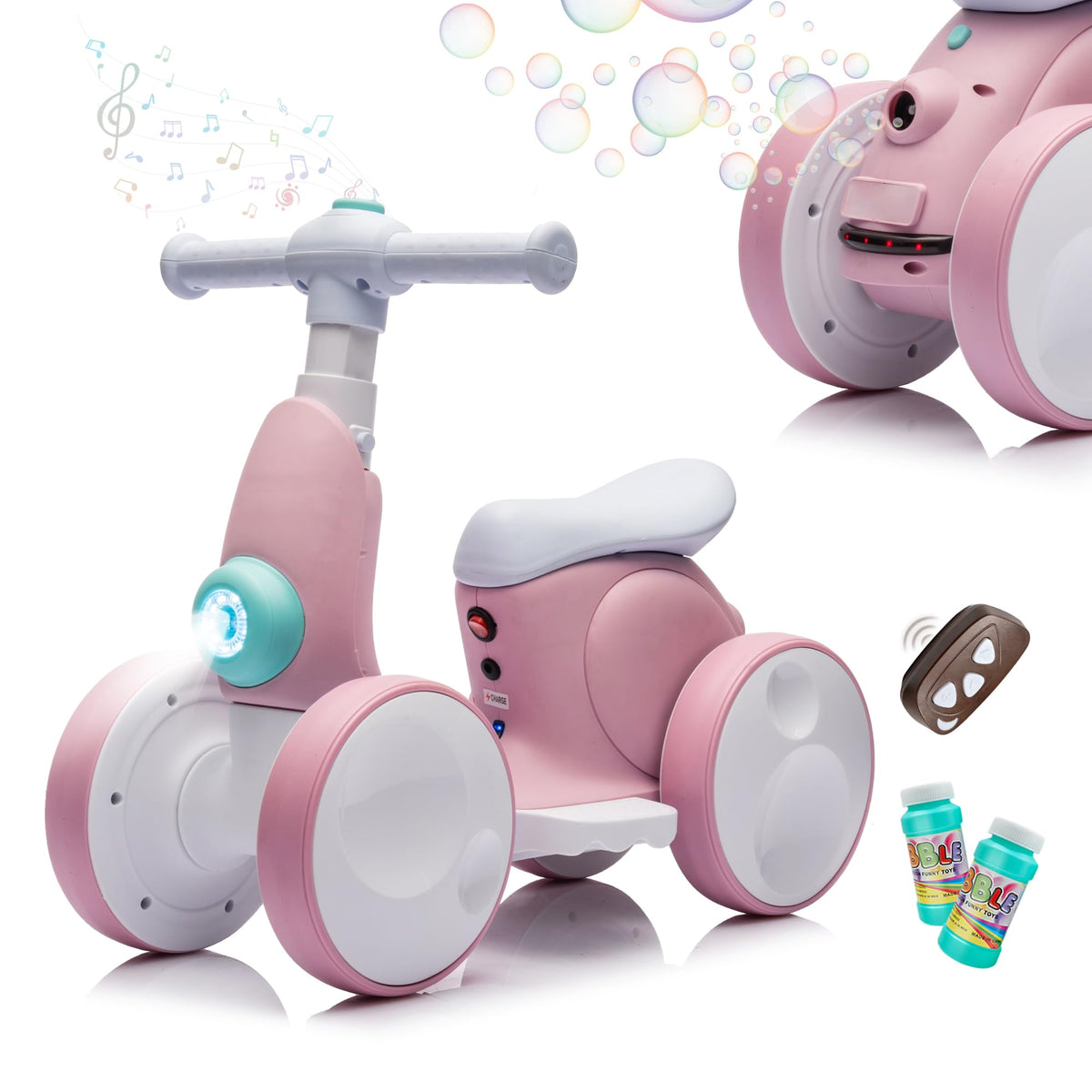 JoyRydz 6V bubble balance bike with bubbles for toddler outdoor fun