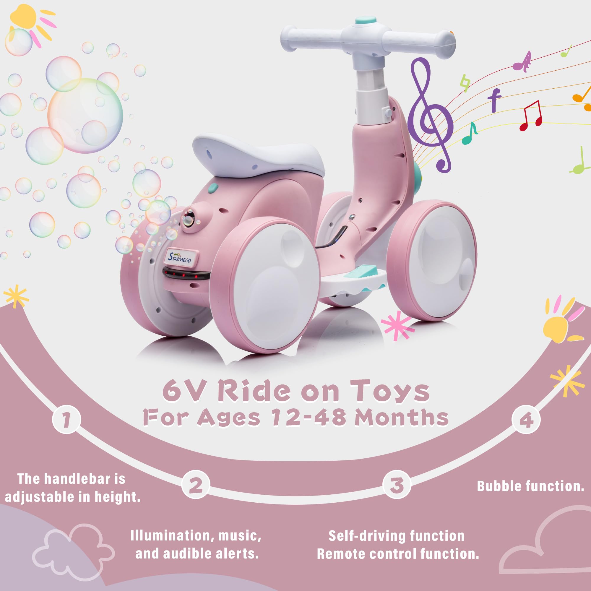 JoyRydz bubble machine ride-on toy adding magical bubbles during play