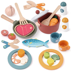 JOYSINTOY wooden fish pieces for imaginative pretend meals.