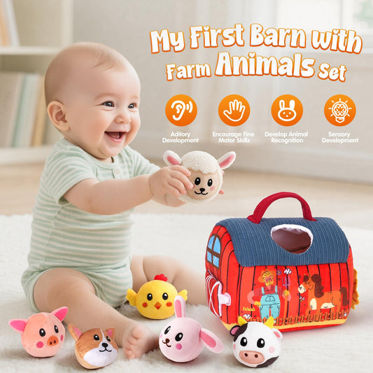 JOYSINTOY stuffed farm animals – cuddly companions spark sensory discovery during playtime.