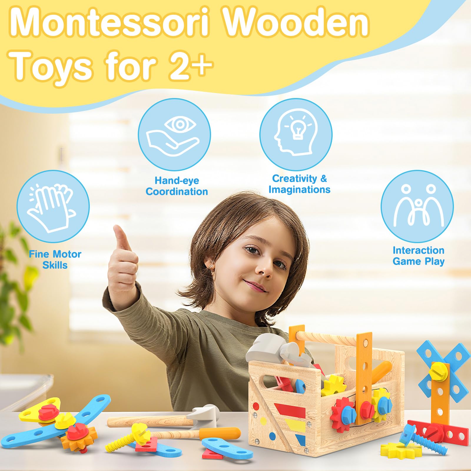 JOYSINTOY Montessori-inspired wooden toy promotes STEM exploration for ages 2-4
