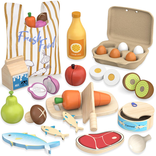JOYSINTOY wooden apple for imaginative pretend play and fine motor skills
