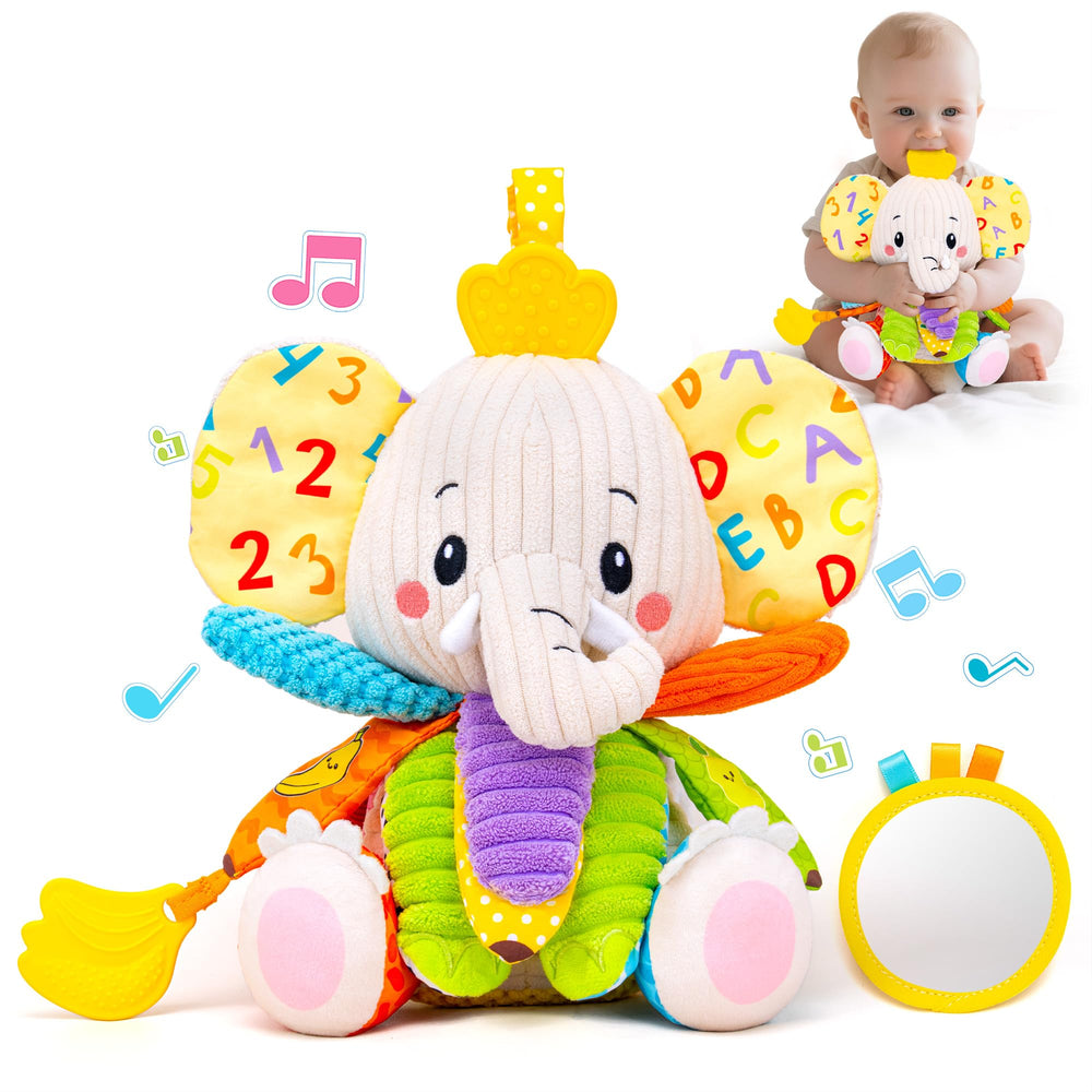 JoySpark Baby Elephant with crinkle-paper interior for tactile exploration.