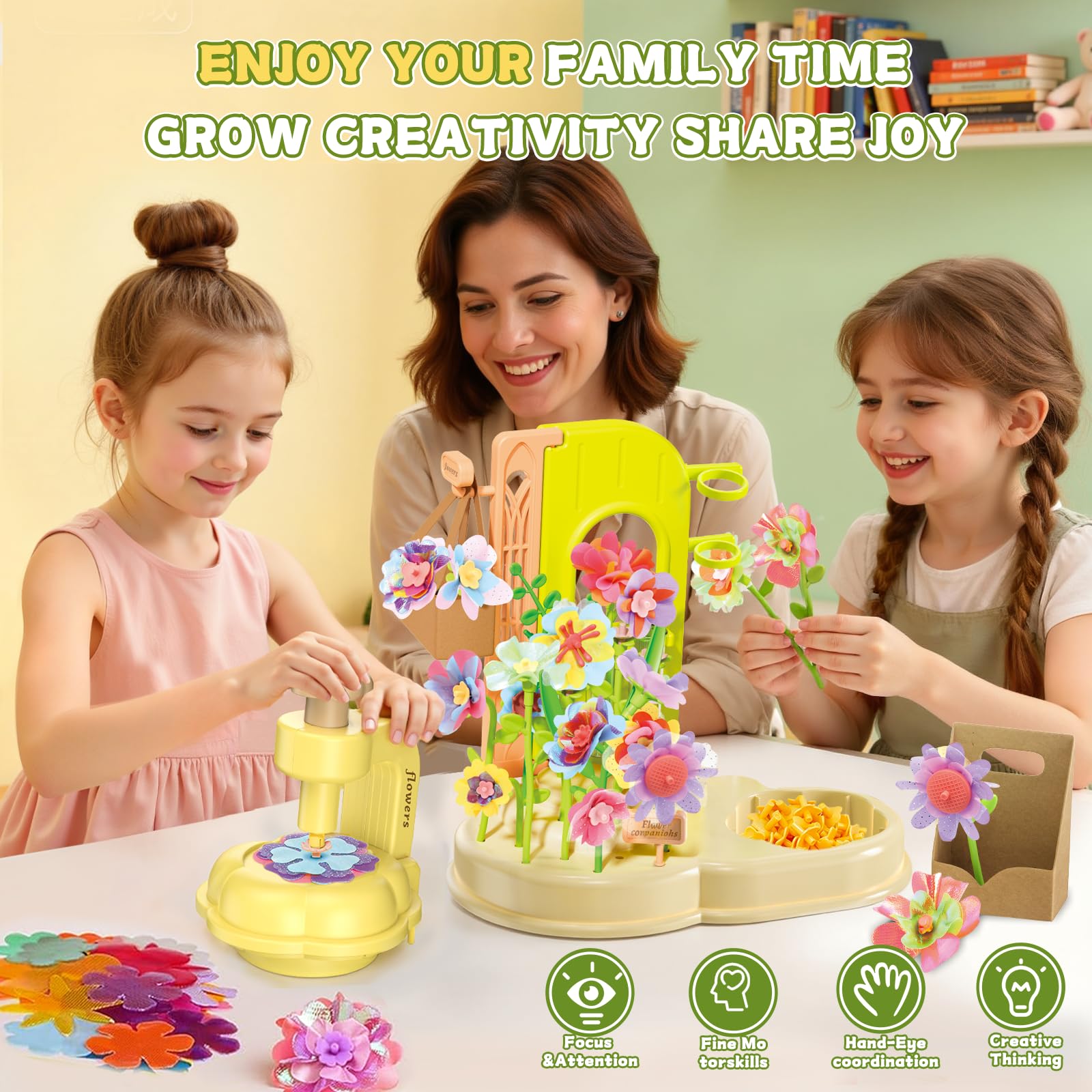 JoySpark flower stems and stamens encourage color mixing and hand-eye coordination.