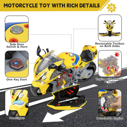 JoySpark Toys LED headlights highlighting realistic lighting during play