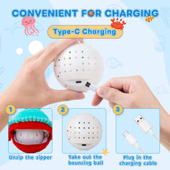 JoySpark Toys USB rechargeable crab keeps ongoing play without battery swaps.