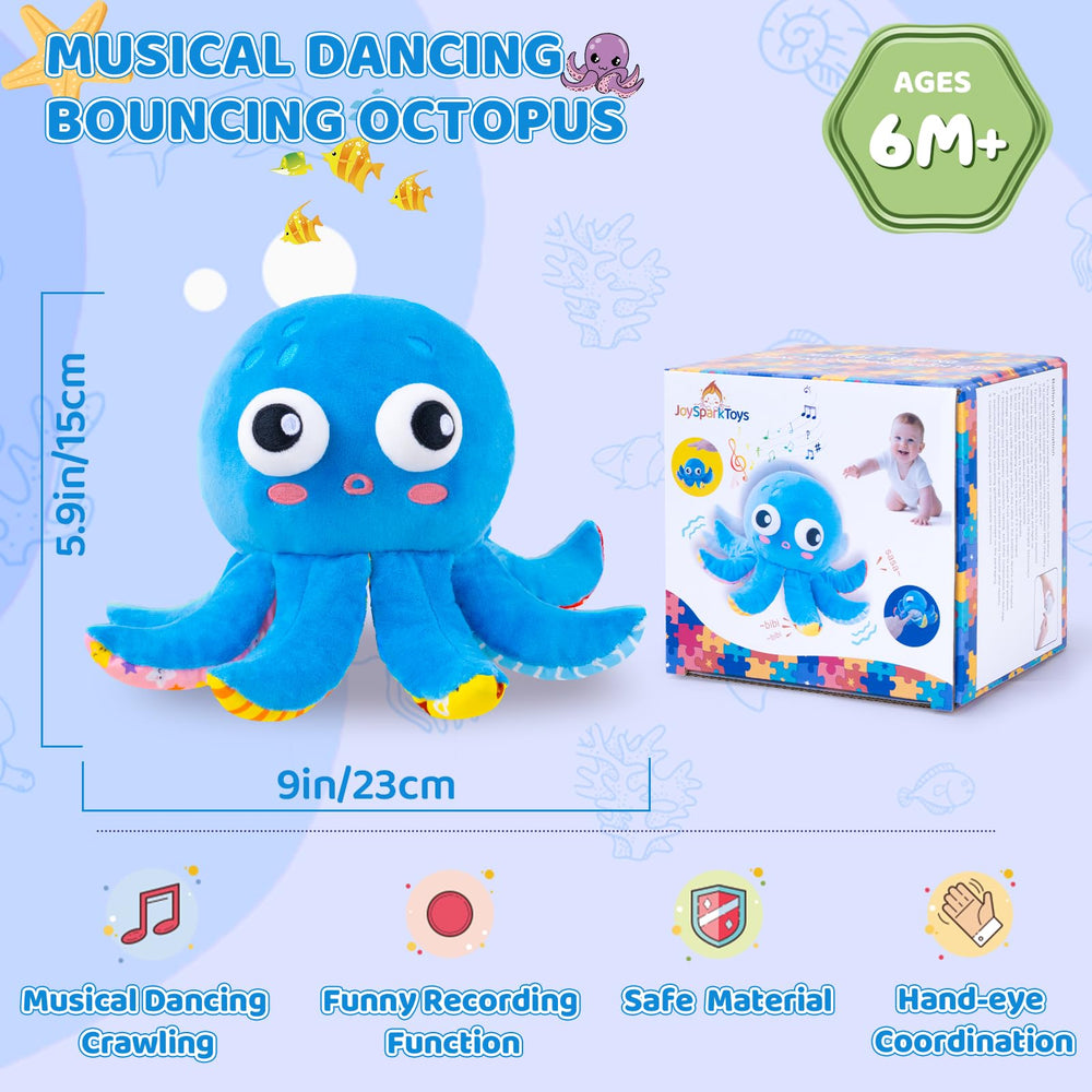 JoySpark Toys soft plush octopus textures invite cuddles and sensory exploration.