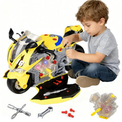 JoySpark Toys take-apart motorcycle kit with modular parts for hands-on learning and play