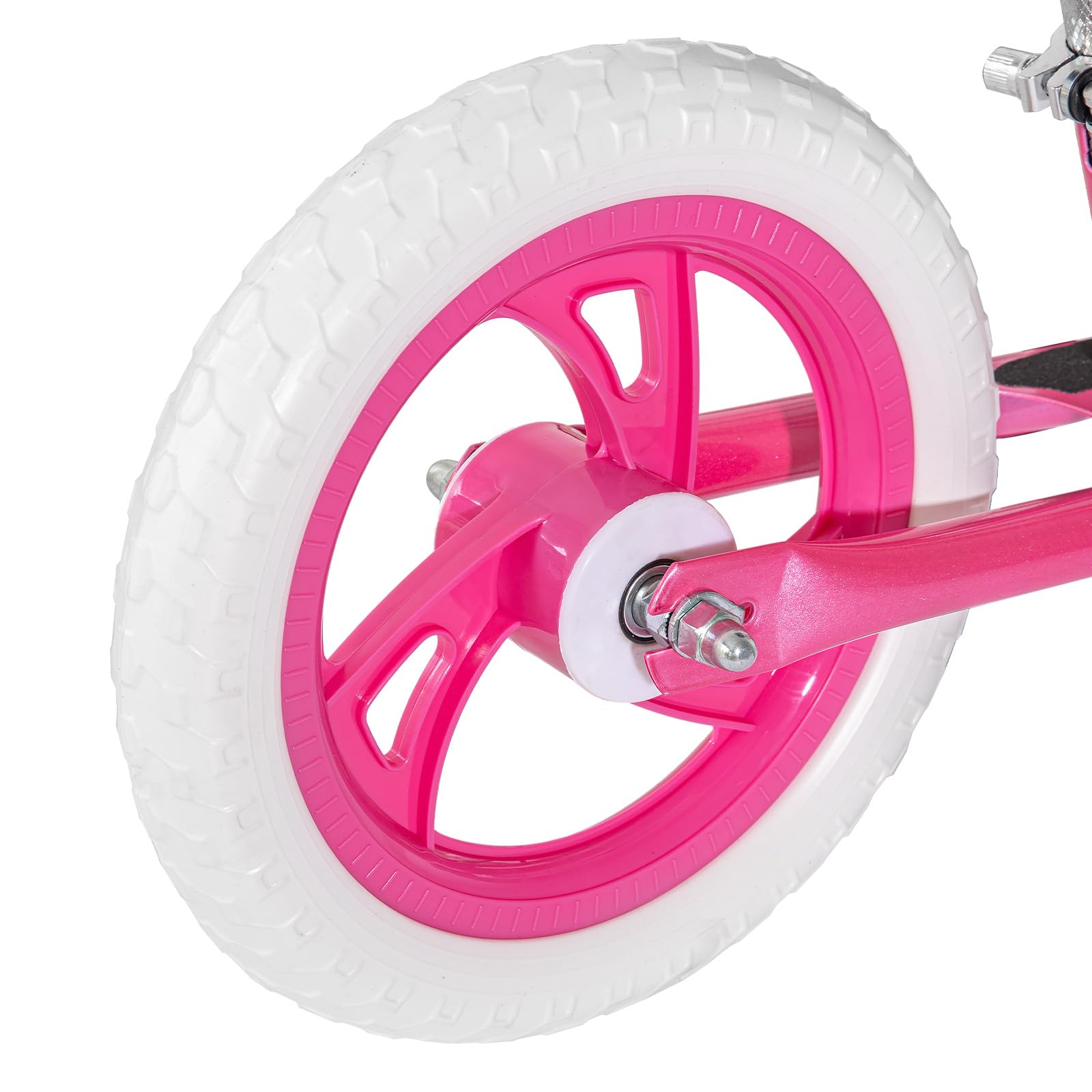 JOYSTAR 12-inch balance bike wheels and EVA tires for smooth rides.