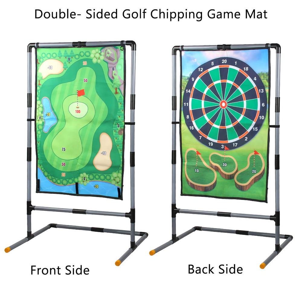 Joysweetoy double-sided mat showing fairway and rough zones for varied practice.
