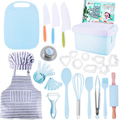 JoyTown Kids Cooking Set with storage case enables organized play and real kitchen practice.