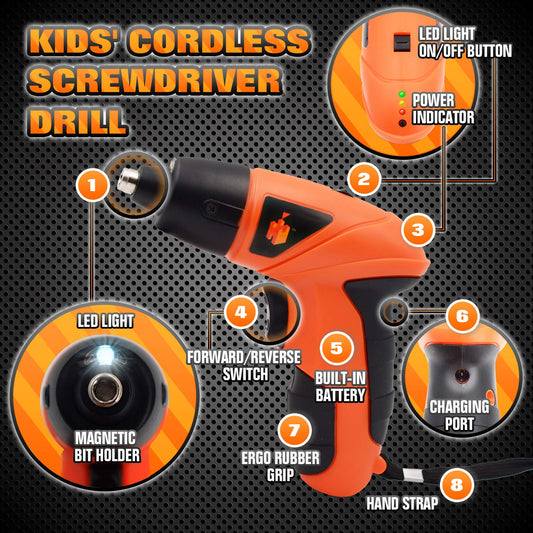 JoyTown drill LED light helps kids focus during simple assembly tasks