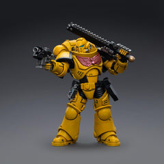 JOYTOY 1/18 Imperial Fists Intercessors side view reveals layered armor and depth.