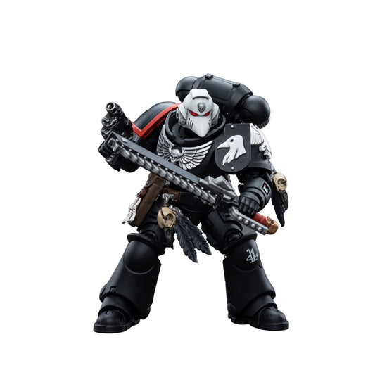 JOYTOY Raven Guard Intercessors Sergeant Rychas articulation enables dynamic posing and display.