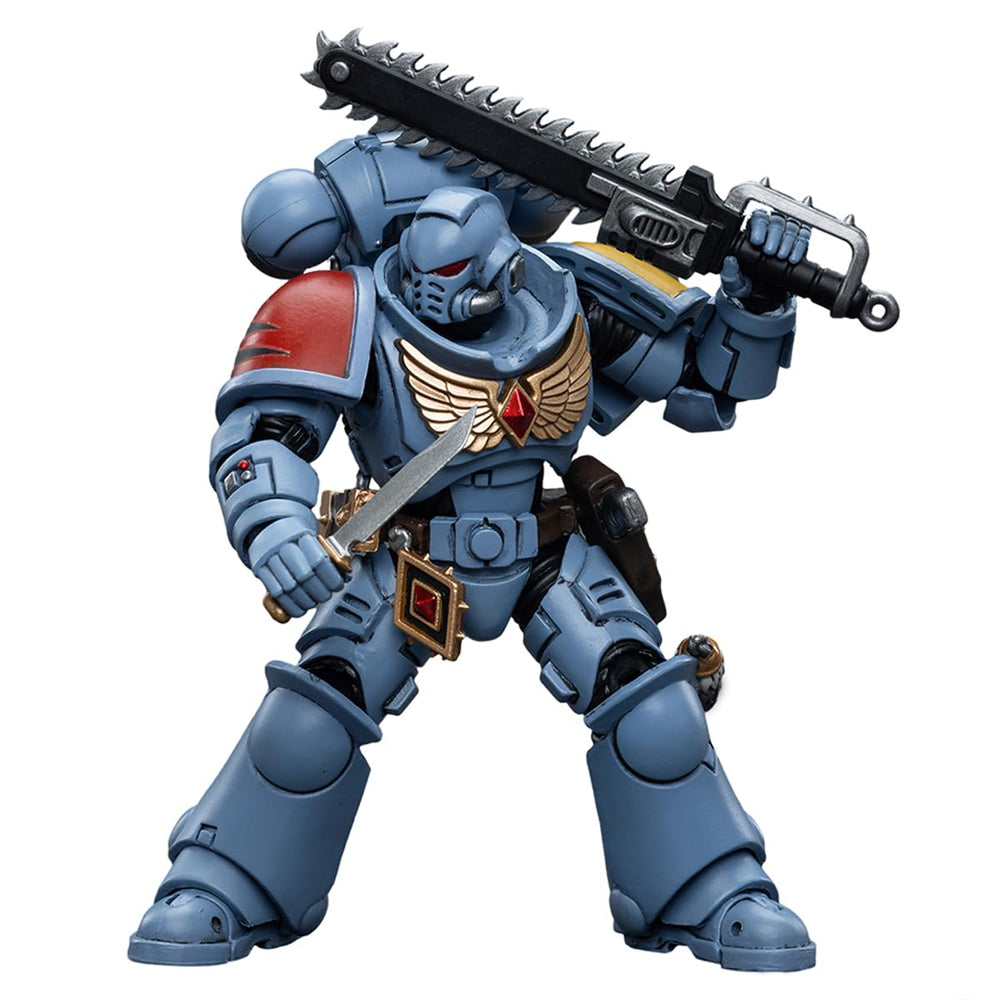 JOYTOY Space Wolves Intercessors figure detail captures premium paint and battle-damage effects.