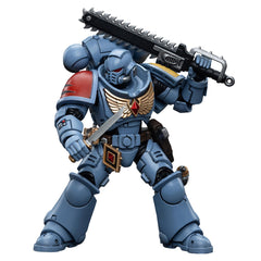 JOYTOY Space Wolves Intercessors figure detail captures premium paint and battle-damage effects.