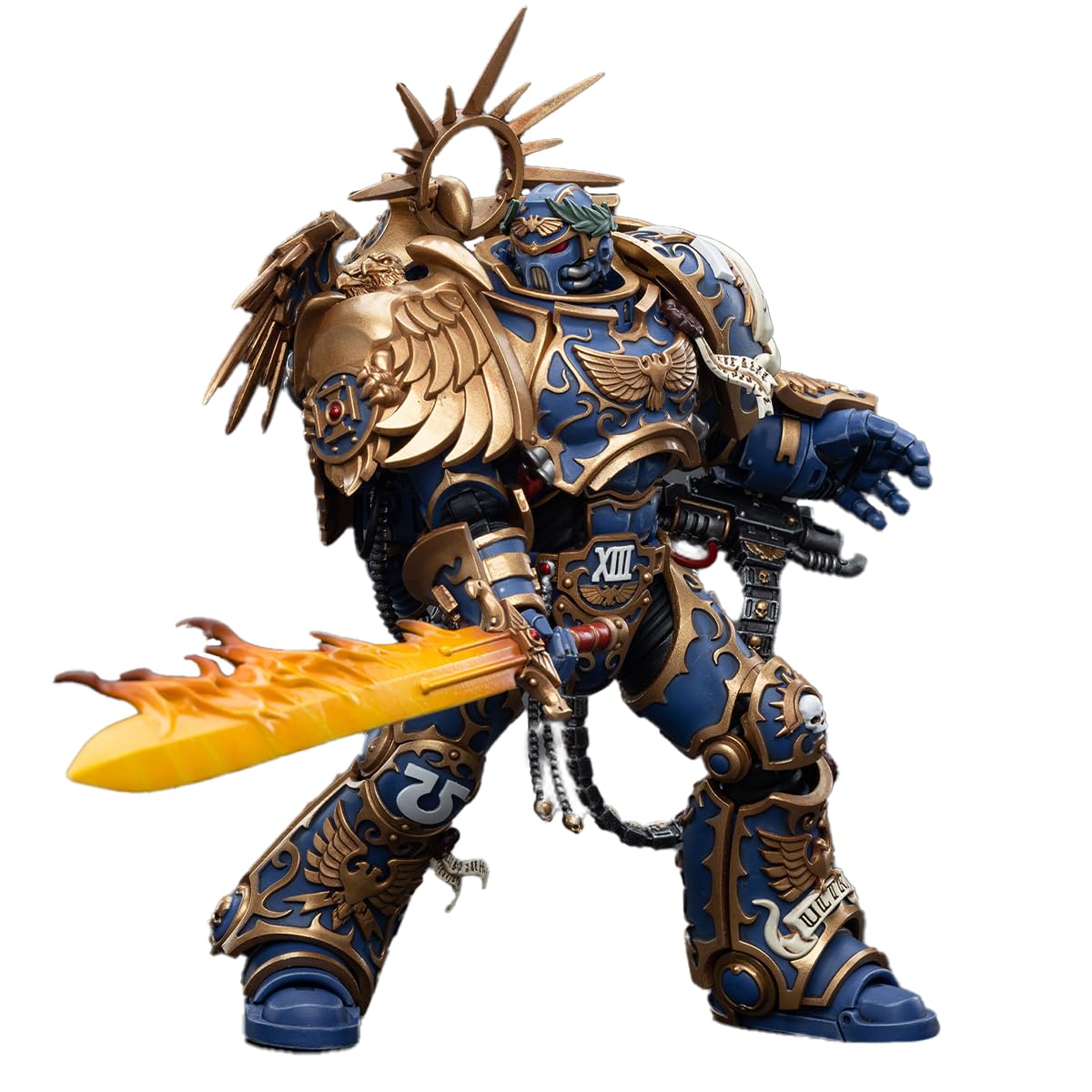 JOYTOY Ultramarines Roboute Guilliman figure front view shows premium design and poseability